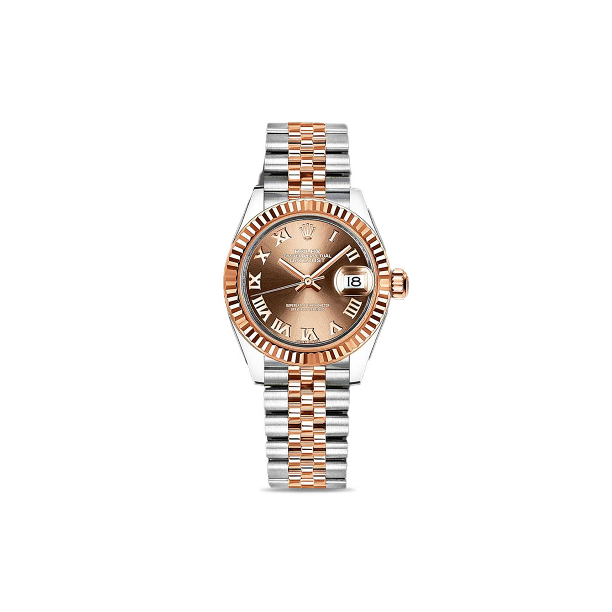 ROLEX DATEJUST OYSTER PERPETUAL LADY 28MM BROWN DIAL 